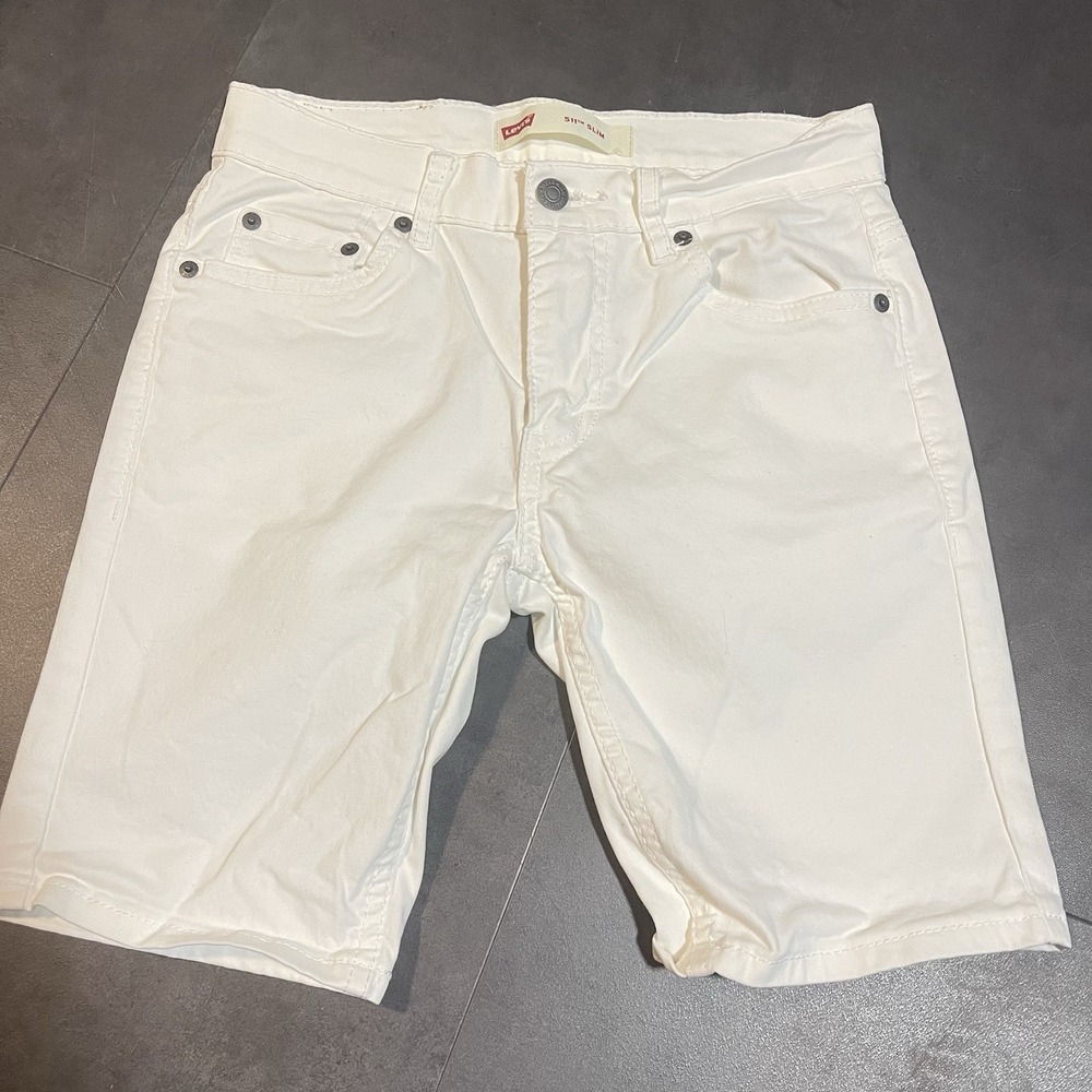 LEVIS 511 youth boys size 12 waist 26 inches bermuda White denim shorts F-54